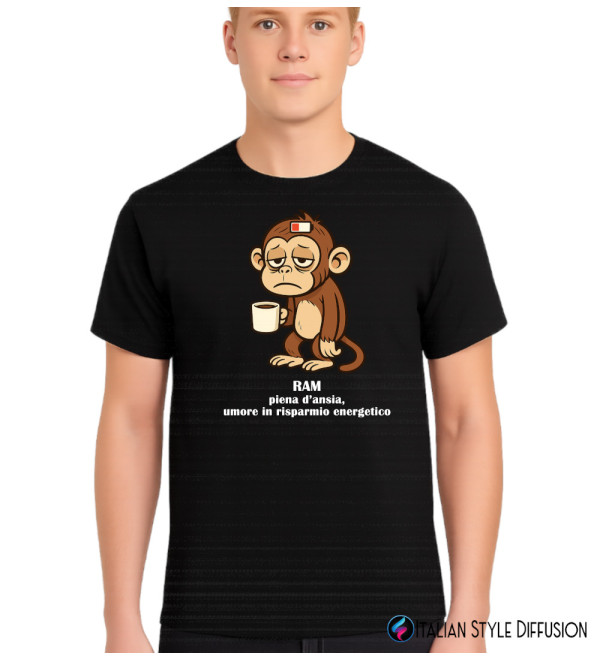 Maglietta Divertente RAM Ansia e Risparmio Energetico Uomo