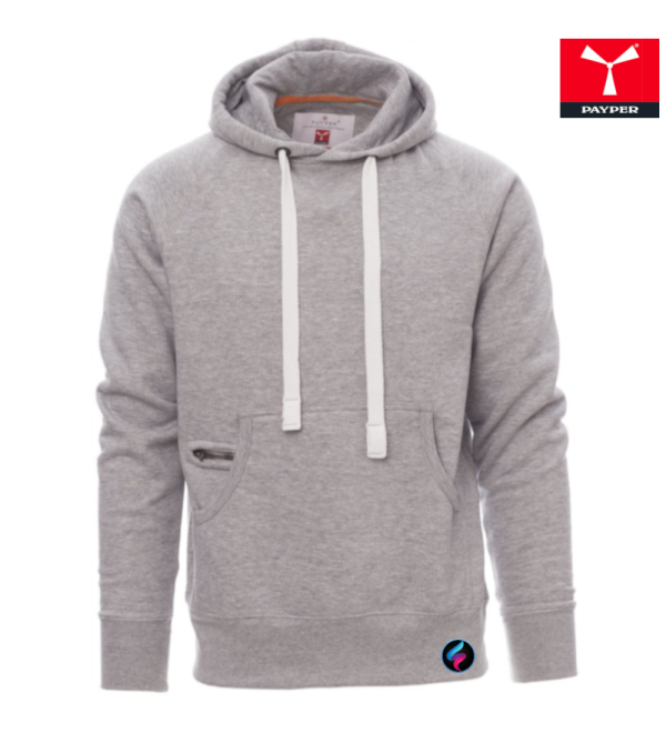 Felpa Uomo Payper ATLANTA+ MELANGE – Cappuccio, Tasche e Stampa Personalizzabile