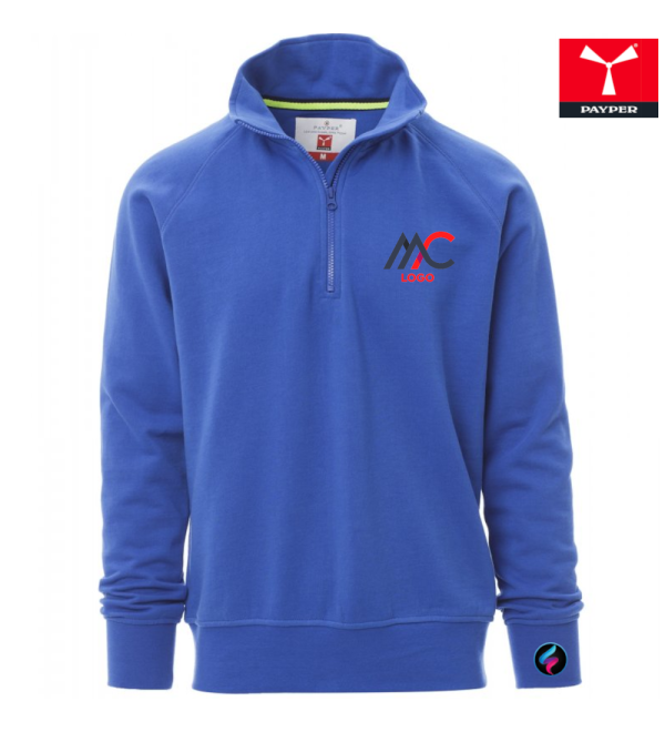 Felpa Uomo Payper AUSTIN – Mezza Zip, Manica Raglan e Personalizzazione blu royal