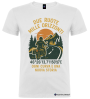 Maglietta da Motociclista – Due Ruote Mille Orizzonti Ogni Curva è una Nuova Storia colore bianco
