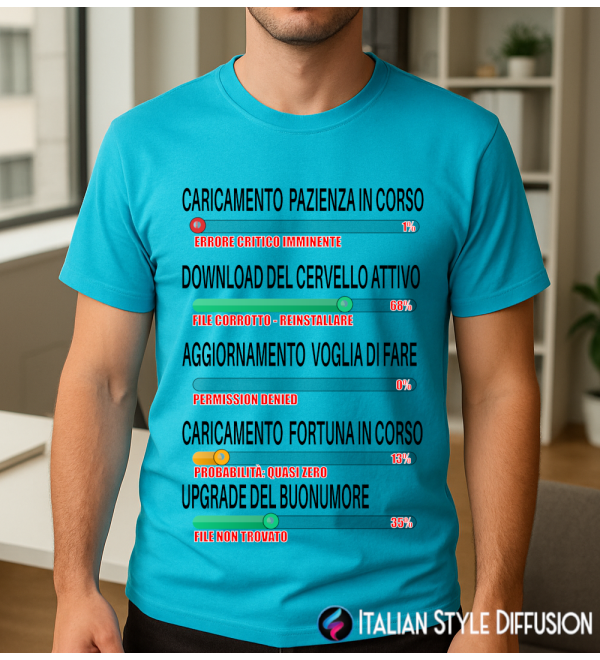 Maglietta personalizzata Caricamento Pazienza in Corso – Umoristica Tecnologica
