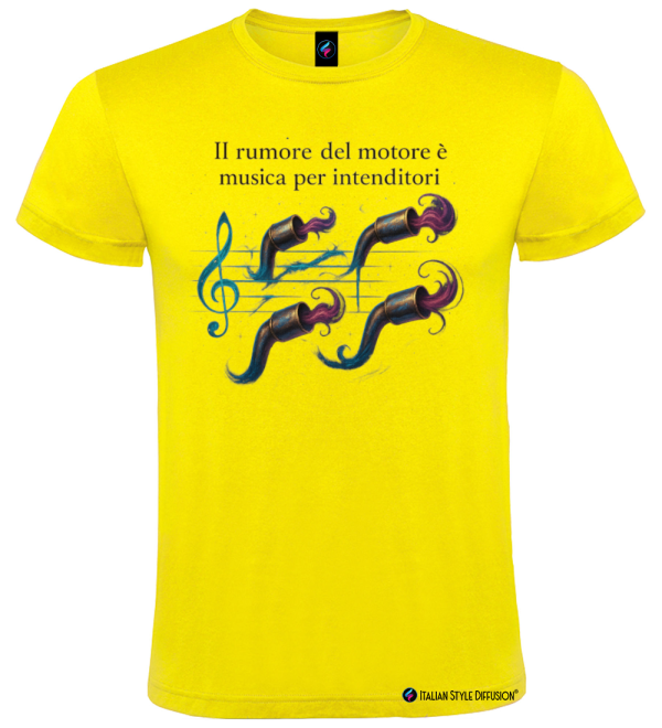 Maglietta Il Rumore del Motore è Musica per Intenditori – Passione Motori by Italian Style Diffusion® colore giallo
