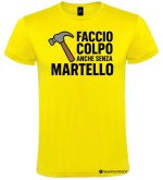 Maglietta Faccio Colpo Anche Senza Martello – Divertente e Ironica by Italian Style Diffusion® giallo