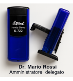 Timbro Tascabile Shiny Handy Stamp S-722 Blu Trasparente 38x14 mm – Timbro Autoinchiostrante Professionale e Compatt