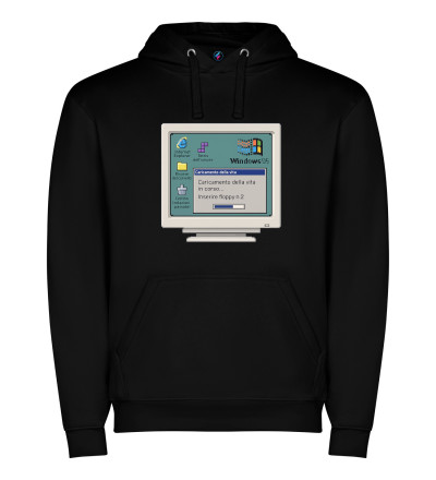 Felpa unisex “Caricamento della vita” Windows 95 – Italian Style Diffusion® nero