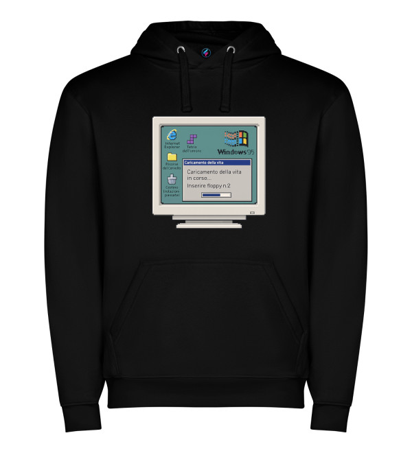 Felpa unisex “Caricamento della vita” Windows 95 – Italian Style Diffusion® nero