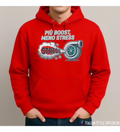 Felpa unisex gialla Piu boost meno stress colore rosso