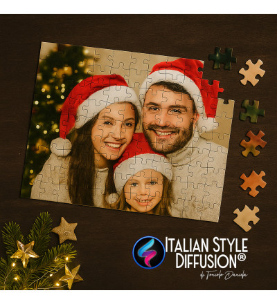 Puzzle natalizio personalizzato con foto di famiglia – 5 misure disponibili – Finitura lucida Natale