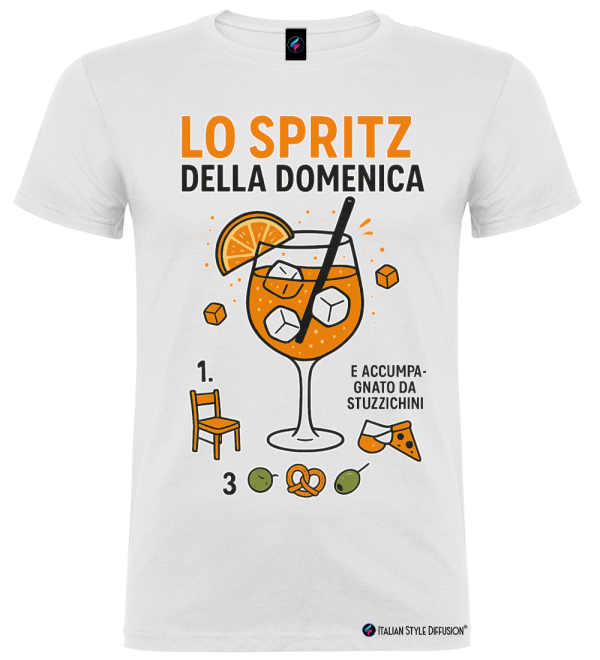 Maglietta unisex Lo Spritz della Domenica colore bianco Italian Style Diffusion®