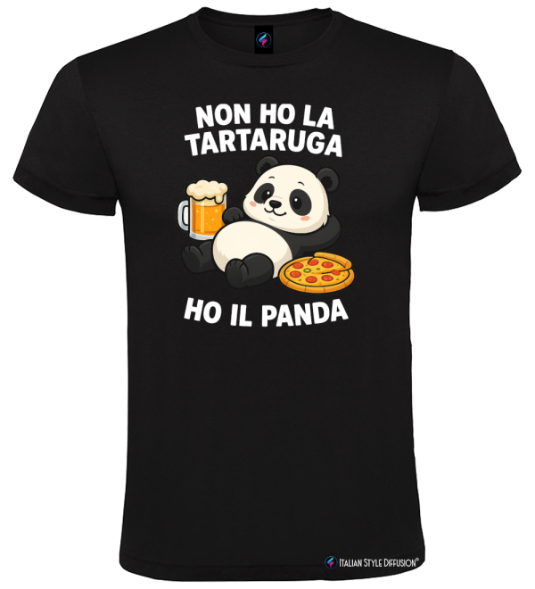 Maglietta unisex Non ho la tartaruga ho il panda colore nero