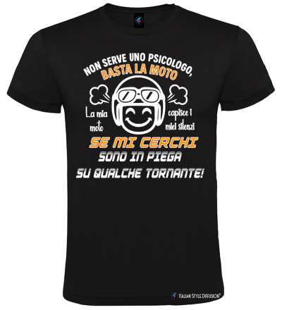 Maglietta unisex Non serve uno psicologo basta la moto colore nero