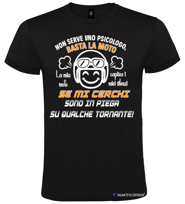 Maglietta unisex Non serve uno psicologo basta la moto colore nero