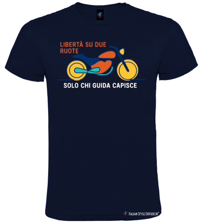 Maglietta unisex Libertà su due ruote Solo chi guida capisce colore blu navy