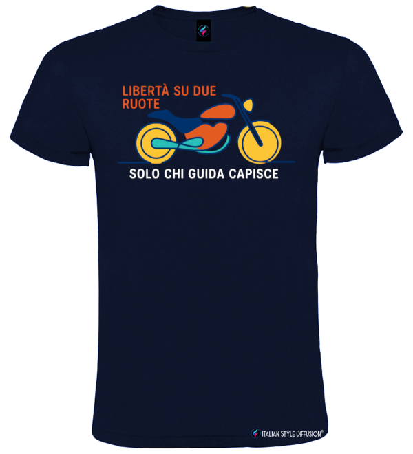 Maglietta unisex Libertà su due ruote Solo chi guida capisce colore blu navy