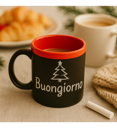 tazza lavagna personalizzabile con gessetto in ceramica interna colorata