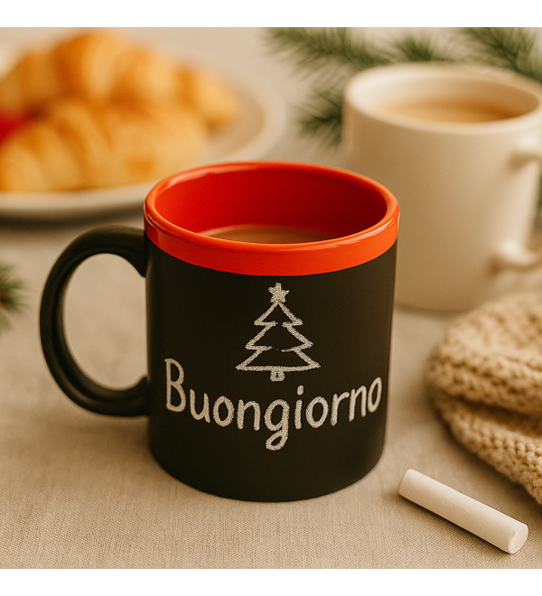 tazza lavagna personalizzabile con gessetto in ceramica interna colorata