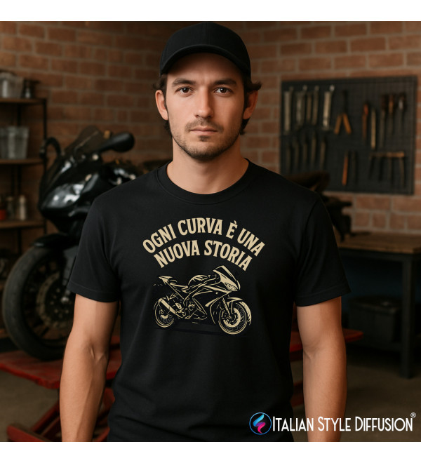 Maglietta Ogni curva è una nuova storia – Moto – Italian Style Diffusion®