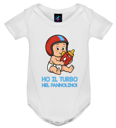 Body neonato manica corta Ho il turbo nel pannolino – Italian Style Diffusion® bianco