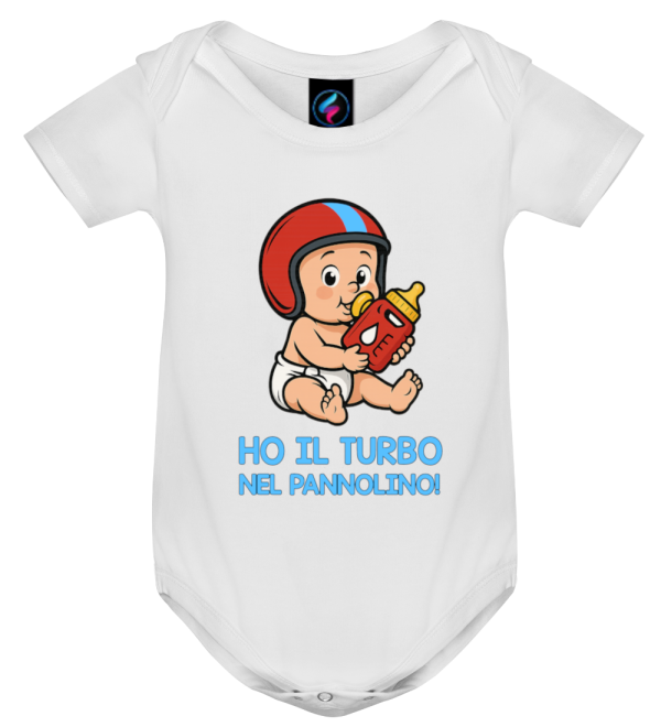 Body neonato manica corta Ho il turbo nel pannolino – Italian Style Diffusion® bianco