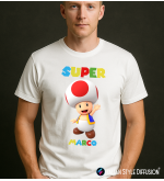 Maglietta Funghetto Personalizzata con Nome – Unisex & Bambino – Italian Style Diffusion® bianco