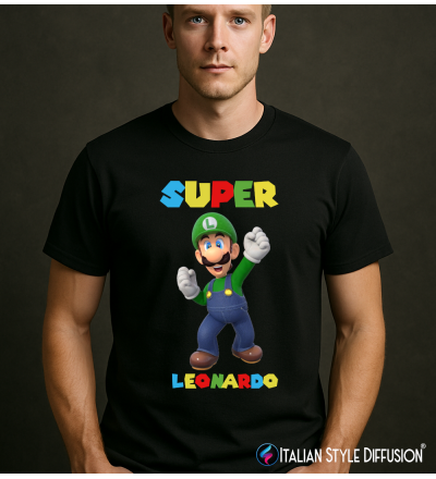 Maglietta Luigi Personalizzata con Nome – T-Shirt Unisex – Italian Style Diffusion® nero