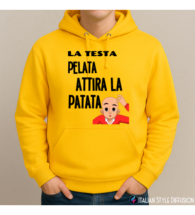 Felpa Uomo La Testa Pelata Attira la Patata – Cotone Felpato 280g – Italian Style Diffusion® giallo