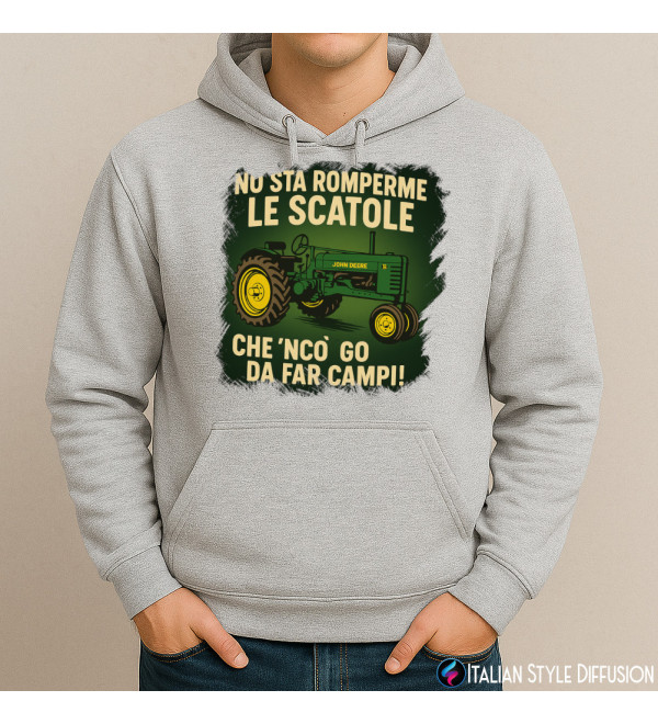 Felpa Uomo Trattore Veneta “No sta romperme le scatole che ’ncò go da far campi!” – Italian Style Diffusion® grigio