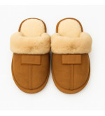 Ciabatte invernali con pelliccia – pantofole pelose da donna calde e morbide marrone cammello