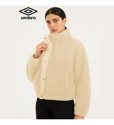 Giacca Donna Umbro in Pile Teddy Sherpa – Cerniera e Bottoni Bianco