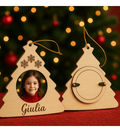 Albero di Natale in legno personalizzato – Incisione laser o con foto