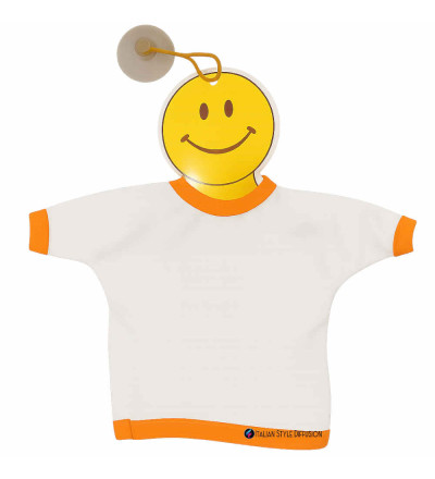 Mini T-Shirt per Auto con Ventosa e Attaccapanni Smile colore arancio