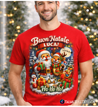 T-Shirt Natalizia Personalizzata con Nome – Buon Natale