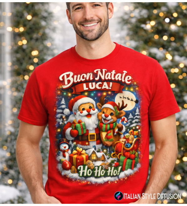 T-Shirt Natalizia Personalizzata con Nome – Buon Natale