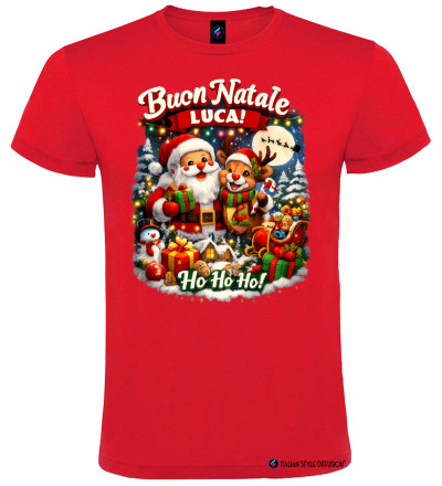 T-Shirt Natalizia Personalizzata con Nome – Buon Natale colore rosso