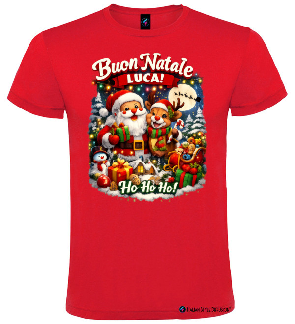 T-Shirt Natalizia Personalizzata con Nome – Buon Natale colore rosso