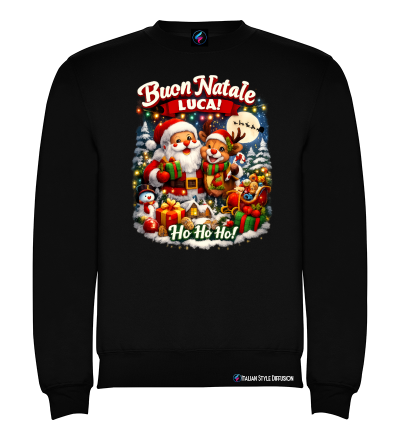 Felpa Girocollo Natalizia Personalizzata con Nome colore nero