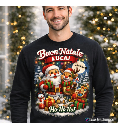 Felpa Girocollo Natalizia Personalizzata con Nome