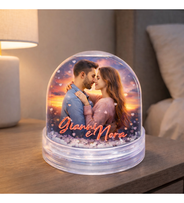 Globo di neve personalizzato con foto di coppia, regalo romantico per anniversario o San Valentino
