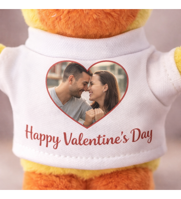 Dettaglio maglietta portachiavi paperella con stampa fotografica personalizzata