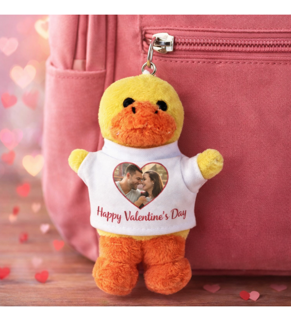 Portachiavi paperella personalizzata con maglietta stampata, idea regalo romantica per San Valentino