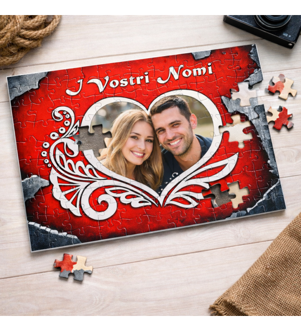 Puzzle personalizzato con foto stampata e grafica romantica