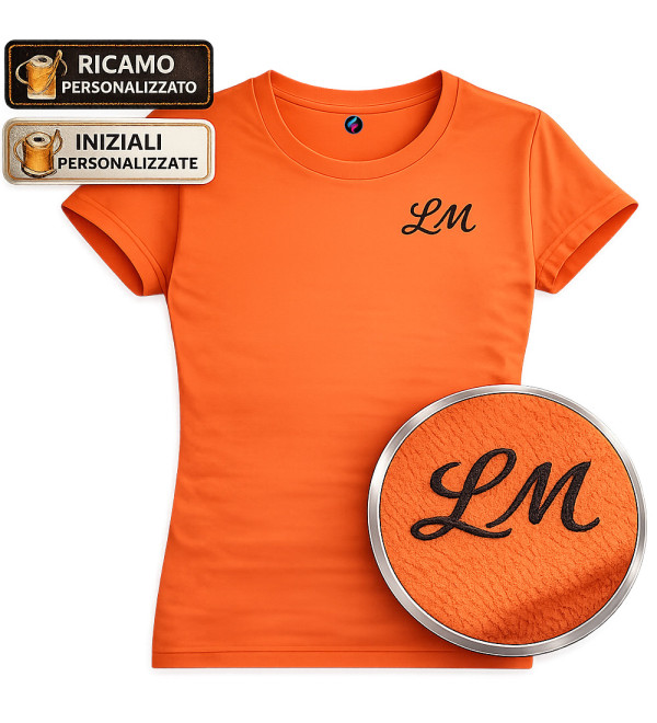 T-shirt Donna Ricamata Personalizzata con Iniziali | 20 Colori | XS-3XL