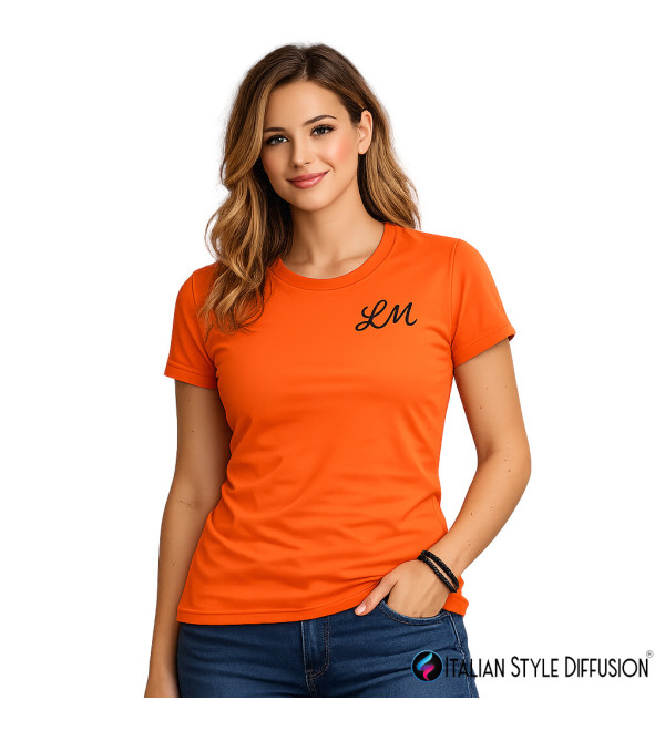 T-shirt Donna ricamo personalizzato Personalizzata con Iniziali | 20 Colori | XS-3XL