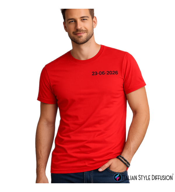 T-shirt Uomo Ricamo con Data Personalizzata | 26 Colori | XS-4XL