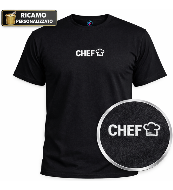 T-shirt Chef Ricamata Personalizzata | Idea Regalo Cuoco | 26 Colori | XS-4XL