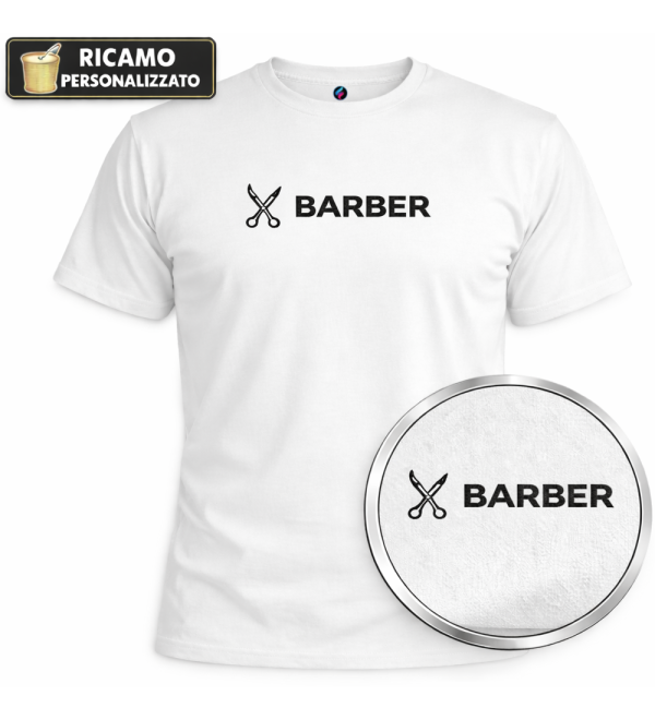 T-shirt Barber Ricamata “BARBER” | Maglietta Barbiere | 26 Colori | XS-4XL