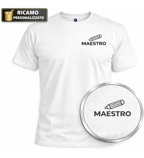 T-shirt Maestro Ricamo personalizzato con Nome | Idea Regalo Insegnante | 26 Colori | XS-4XL