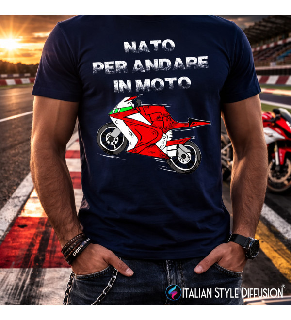 T-shirt Nato per Andare in Moto | Maglietta Motociclista Divertente con Moto Sportiva