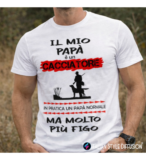 T-shirt Il Mio Papà è un Cacciatore | Maglietta Divertente Regalo Festa del Papà