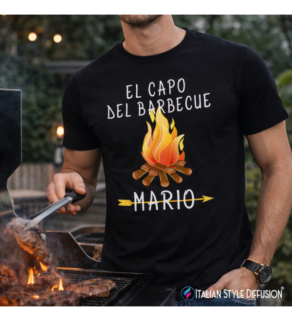 T-shirt Personalizzata Capo del Barbecue | Maglietta BBQ con Nome Personalizzabile